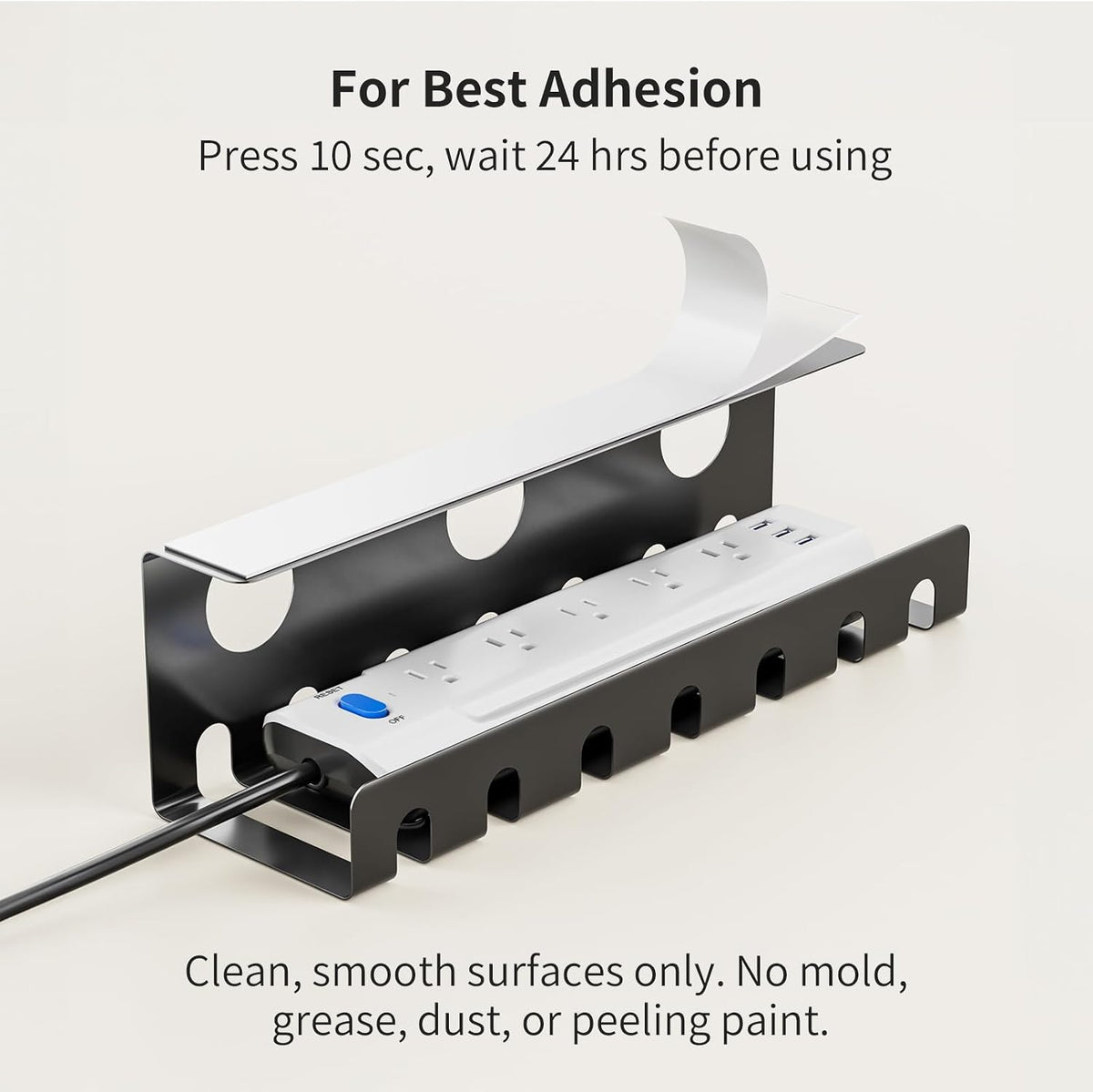Delamu 2 Pack Metal Under Desk Cable Management Tray, Black U Channel