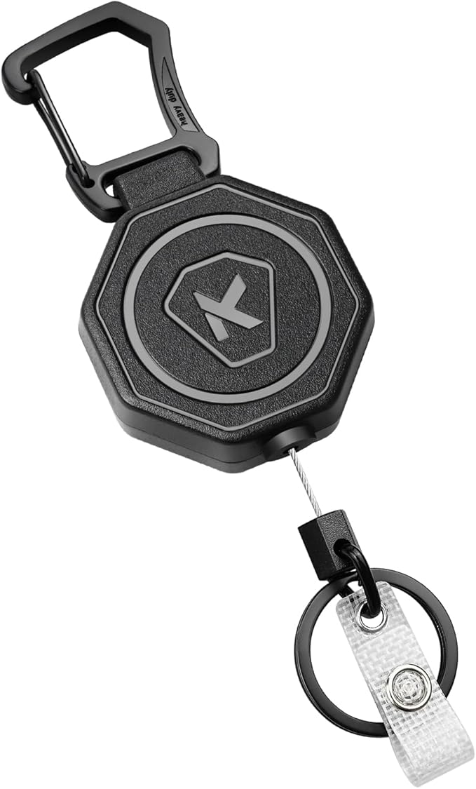 koorito 1 Pack Heavy Duty Retractable Keychain Clip Carabiner Badge Reel by koorito