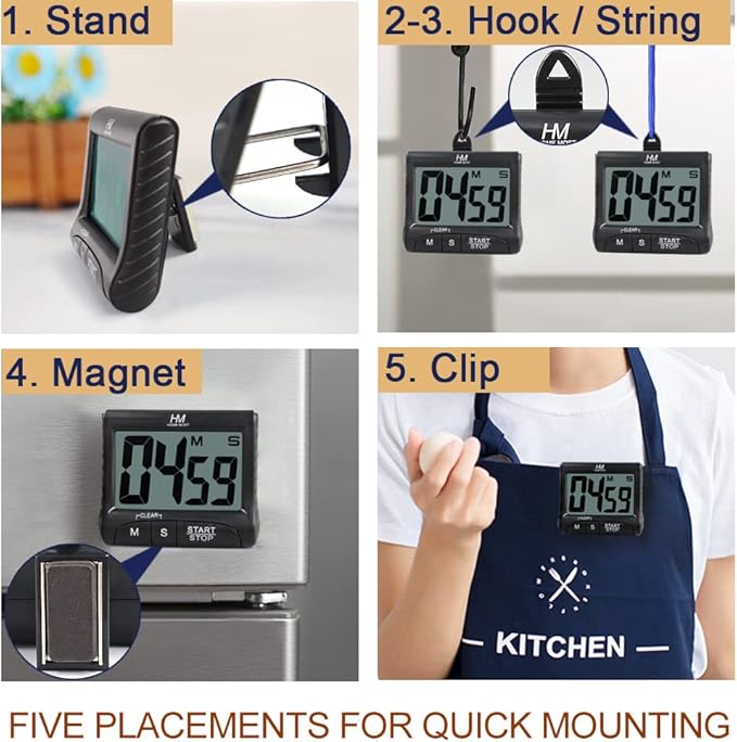 HOME MOST 3" Large Display Kitchen Timer - Image 3