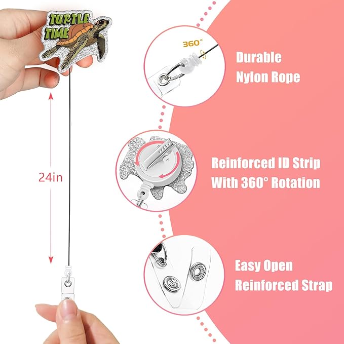 Aoryalps Turtle Time Retractable Badge Reel Holder Retractable - Image 5