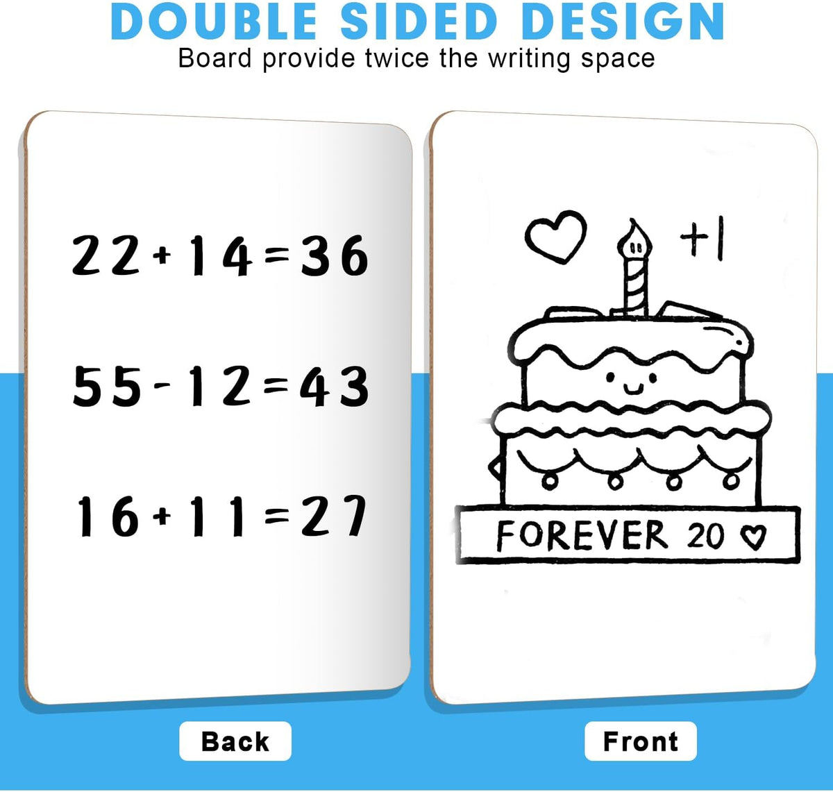 PANDRI 26 Pack Double Sided Dry Erase Boards with 26 Erasers, 12.5 x 9 Inch