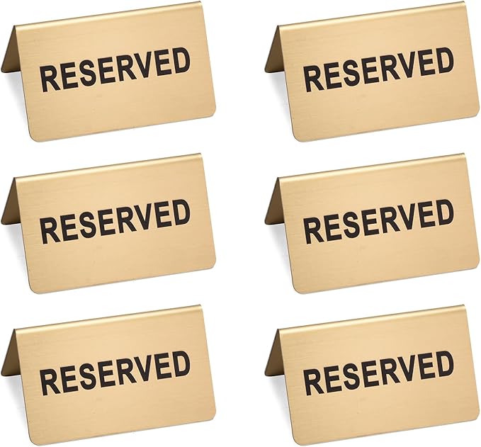 Stainless Steel Reserved Table Sign, 2.36 x 3.94 Inch Tent-Style Signs by Kaimex