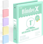 BinderX Extra Durable 3 Ring Binder, Round Ring 1 Inch Binders, Fits 175 Sheets by Sooez