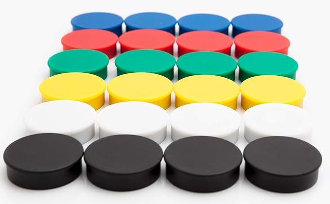 Bullseye Office 24 Round Assorted Color Fridge Magnets, Button Shaped, Small by BullseyeOffice
