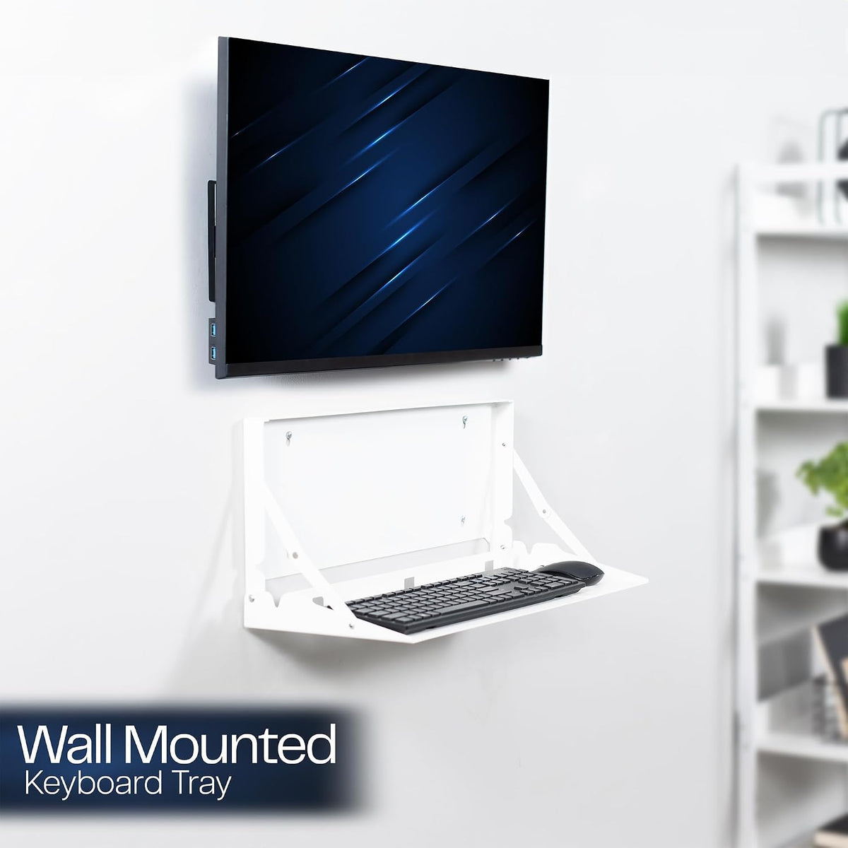 VIVO White Flip Down 24 Inch Keyboard Tray Wall Mount, MOUNT-FDKB1-W