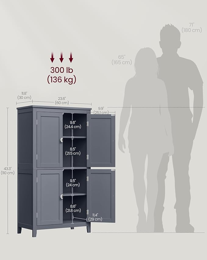 VASAGLE Floor Storage Cabinet, Freestanding Storage Unit - Image 3