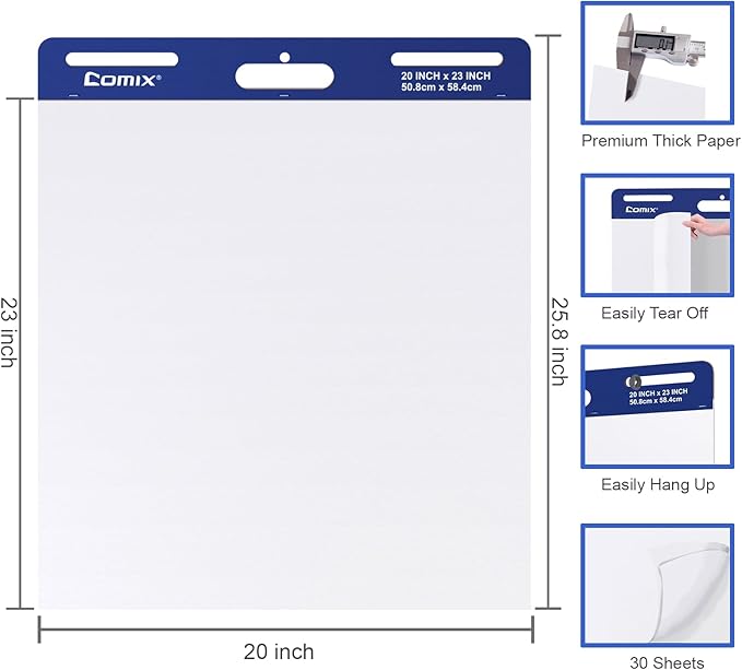 Comix Sticky Easel Pad, 20 x 23 Inches Flip Chart Paper - Image 3