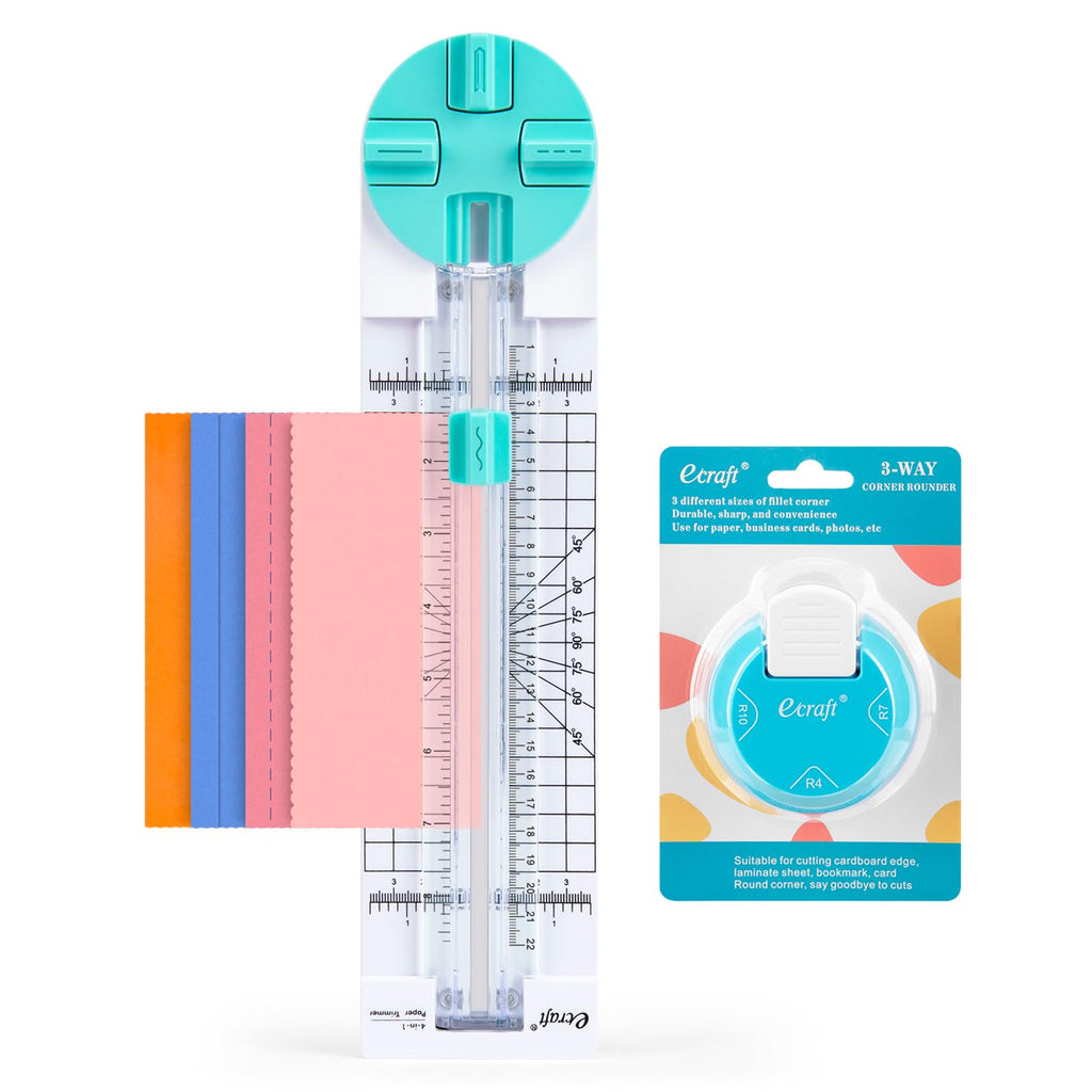 Paper Trimmer Craft Paper Cutter-4 Style Multi-Function Scrapbooking Tool & Paper Corner Rounder Punch-3 in 1 (R4mm R7mm R10mm)