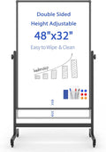 Rolling Whiteboard on Wheels, Double-Sided Magnetic Dry Erase Board by WOREEY