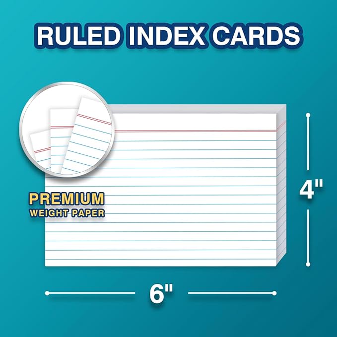 H4D 4x6 Index Card Holder with 100 Heavyweight Ruled Index Cards and 25 Plastic - Image 4