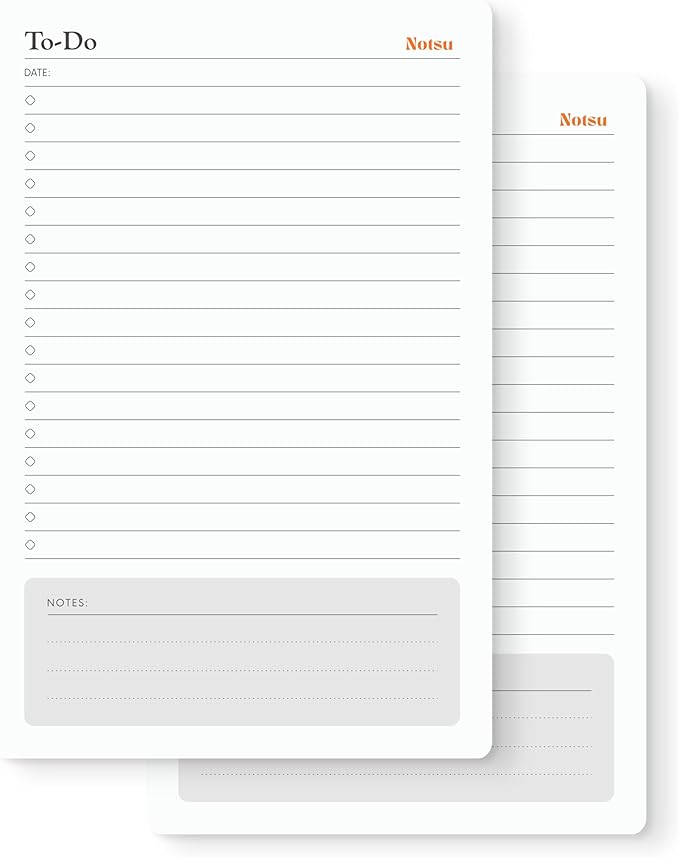 Notsu To Do List Notepad 2pk | Premium Thick Paper 120g | Daily Desk To Do List by Notsu
