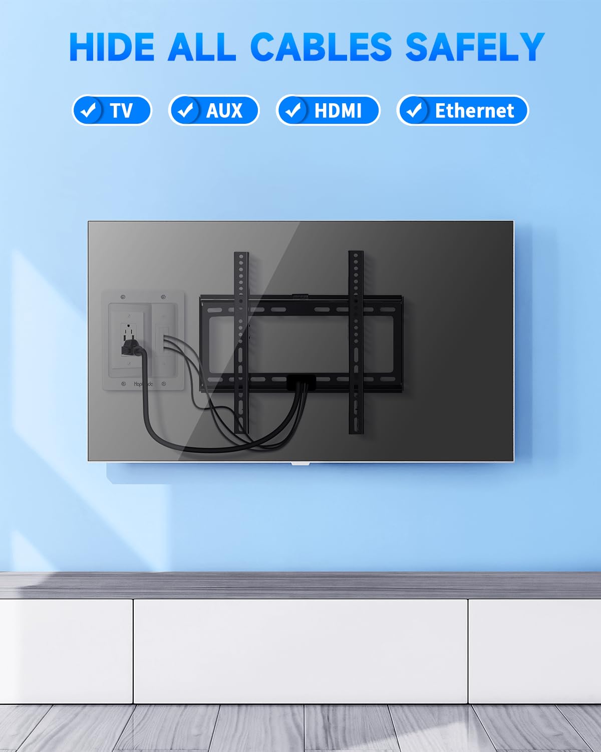 in Wall Cable Management Kit for TV, Recessed Outlet with USB, TV Cable Hider...