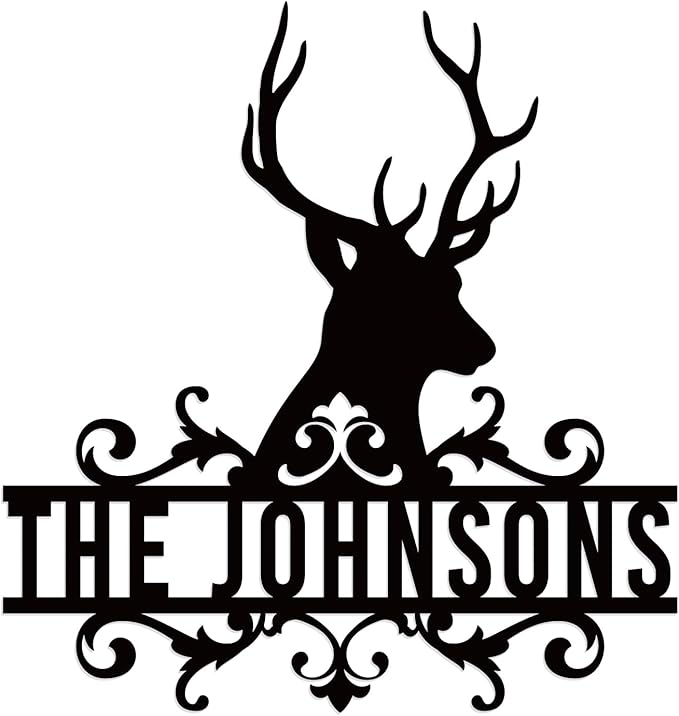 Metal Deer Scene Outdoor Family Wall Sign, Custom Deer Name Sign, Hunter Gifts by efcustomgifts