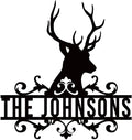 Metal Deer Scene Outdoor Family Wall Sign, Custom Deer Name Sign, Hunter Gifts by efcustomgifts