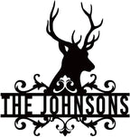 Metal Deer Scene Outdoor Family Wall Sign, Custom Deer Name Sign, Hunter Gifts by efcustomgifts