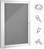SWANCROWN Enclosed Bulletin Board Grey Felt Displays Boards Weather Resistant by SWANCROWN