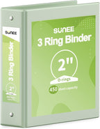 SUNEE 3 Ring Binder 2 Inch 1 Pack, Sage Green by SUNEE