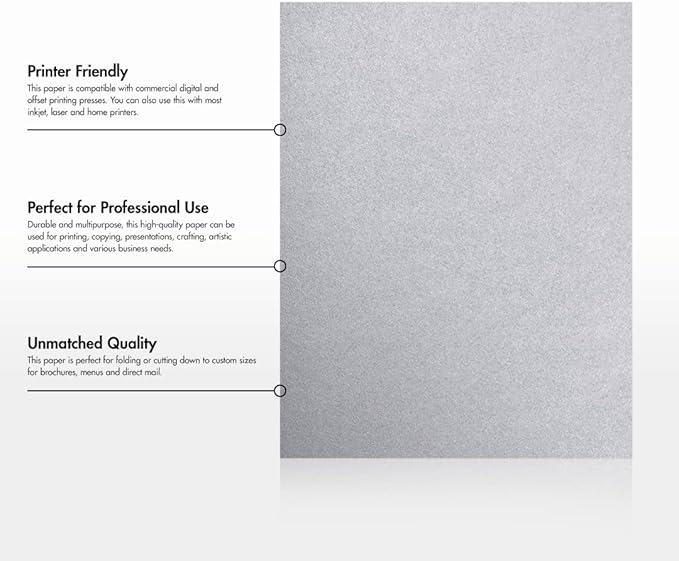 LUXPaper 8.5" x 11" Paper | Letter Size | Silver Metallic | 80lb. Text | 50 Qty - Image 8