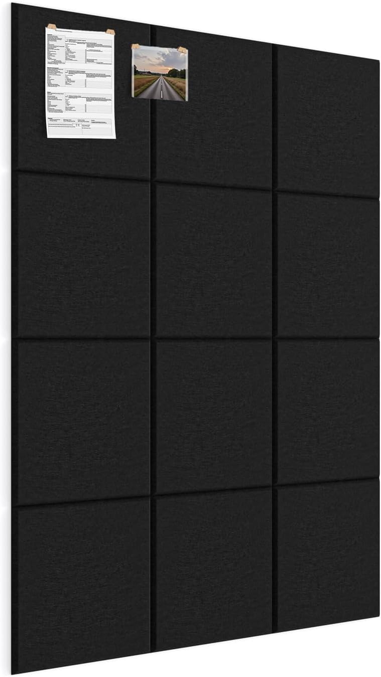 Large Bulletin Board 48" x 36", 12 Pack Blcak Cork Boards for Walls...
