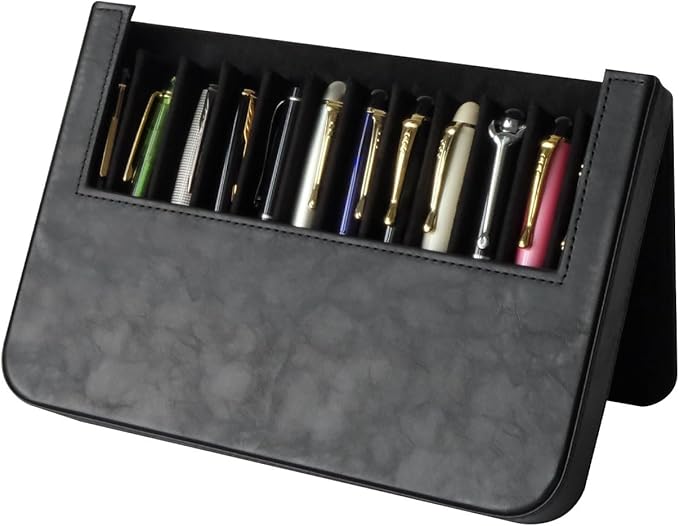 MIVLXLX PU Leather 12 Fountain Pen/Pencil Tray Case Organizer, Fashion Design - Image 8
