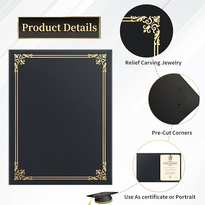 30 Packs Certificate Covers, Certificate Holders Gold Foil Border, - Image 3