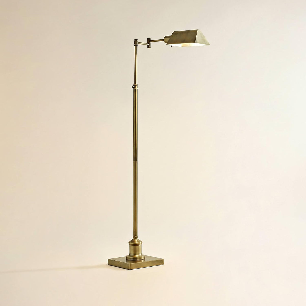 Jenson Adjustable Height Brass Swing Arm Pharmacy 54" Tall Floor Lamp
