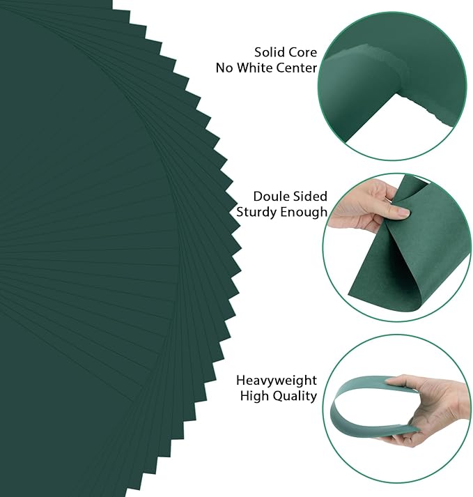 OcePor 50 Sheets Dark Green Cardstock Paper, Colored Printer Paper 8.5 x 11 - Image 3