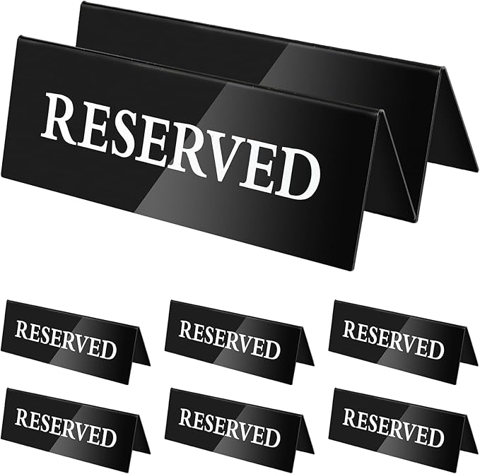 6 Pieces Table Top Reserved Sign Table Signs Reserved Seating Signs Double by Unknown