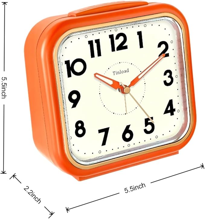 Tinload 5.5" Large Analog Alarm Clock • Silent Non Ticking • Gentle Wake • Beep - Image 3