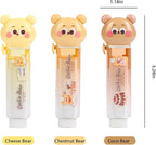 3PCS Retractable Pencil Eraser, Cute Erasers, Kawaii Bear Eraser in Three Colors - Image 2