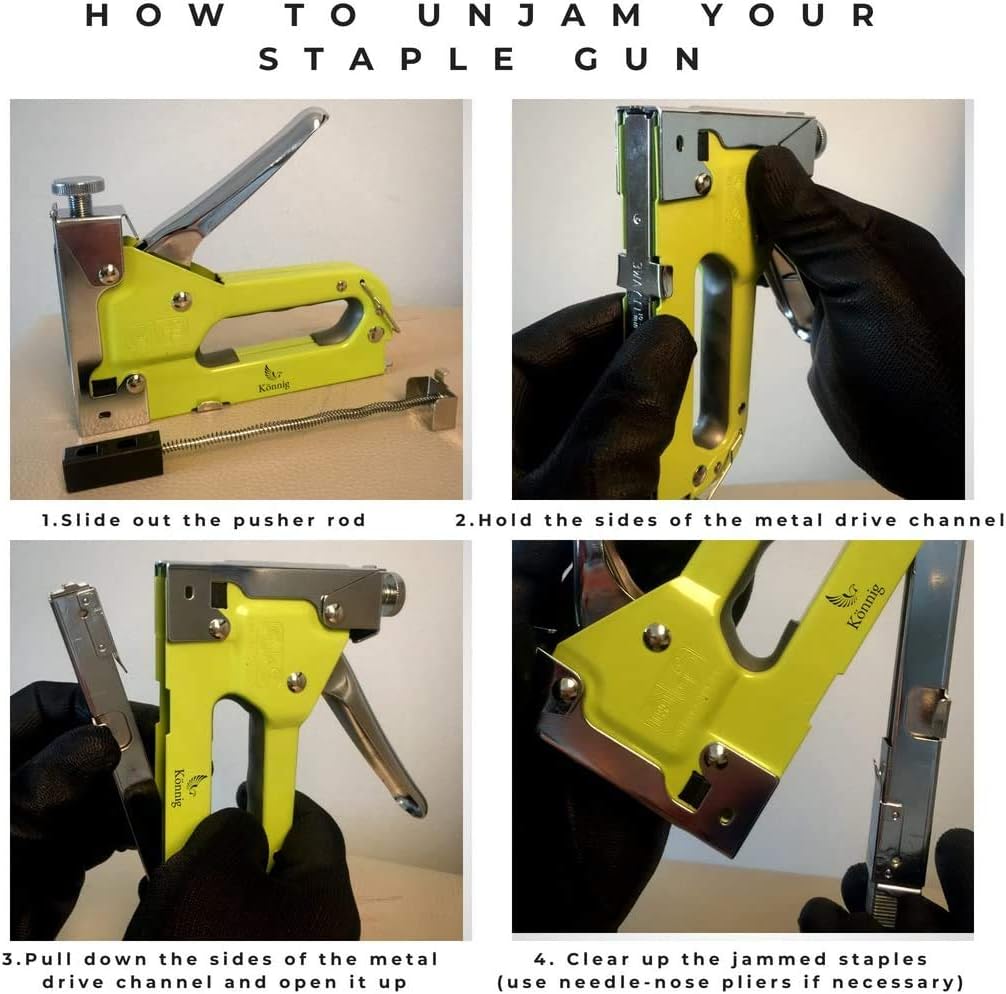 Heavy Duty Staple Gun 3 in 1 1500 Staples, Hand Operated Stainless Steel Stapler, Brad Nailer, Tacker Tool… (1500 Staples)