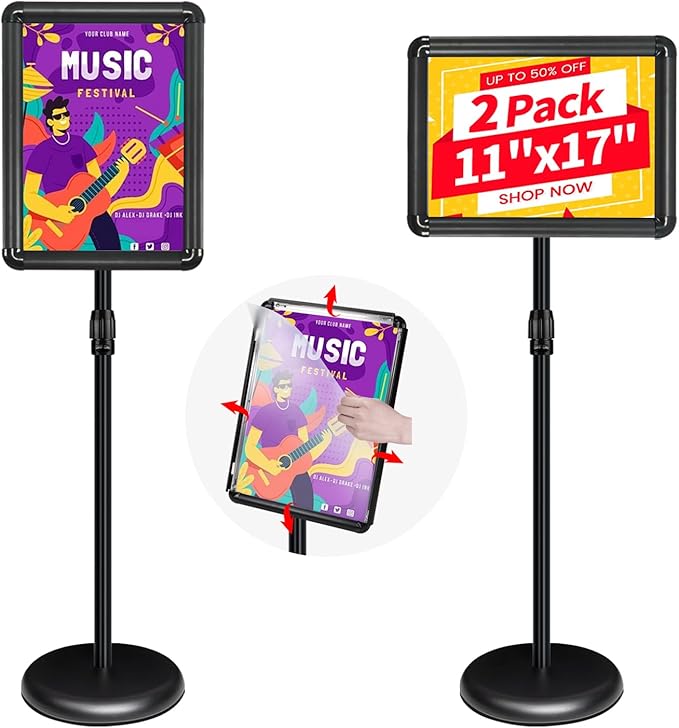 INNOVSIGN 2Packs Adjustable Pedestal Sign Holder Stand 11''x17'', Floor by INNOVSIGN