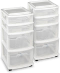 HOMZ 2-Pack Drawer Tower, 4-Tier Clear Plastic Storage Organizer Cart, and by Homz