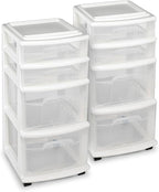 HOMZ 2-Pack Drawer Tower, 4-Tier Clear Plastic Storage Organizer Cart, and by Homz