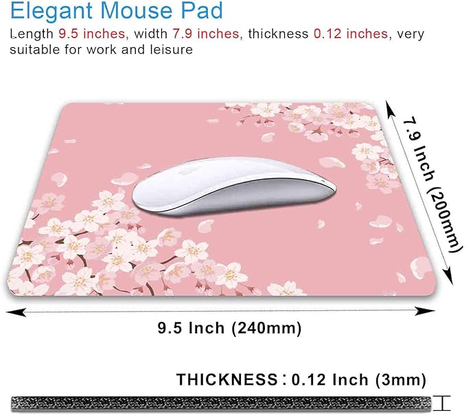 IMAYONDIA Cute Pink Mouse Pad, Floral Flowers Mouse Pad, Sakura Cherry Blossom - Image 2