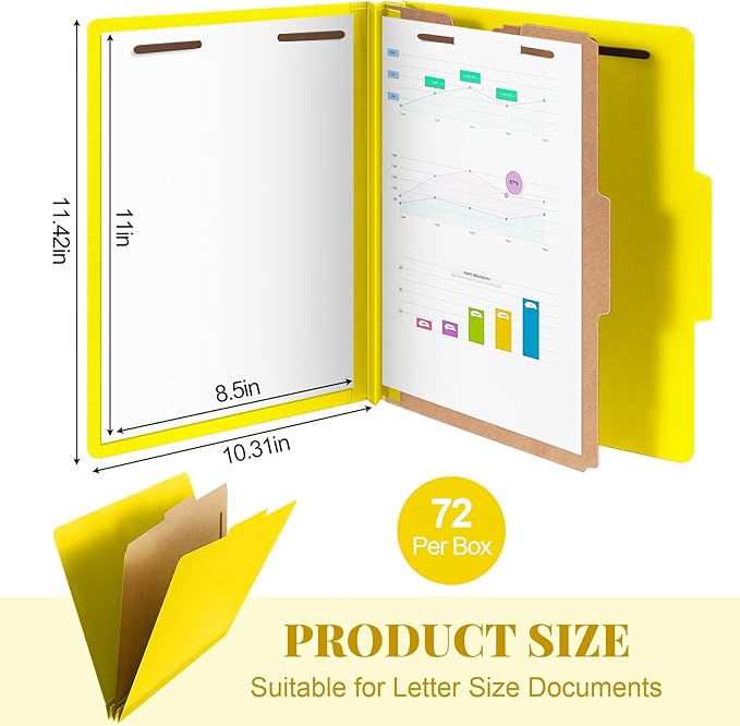 Skyygemm 72 Pcs Classification Folders Letter Size, 1 Divider Pressboard File - Image 2