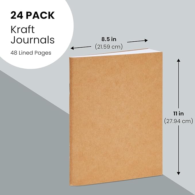 Lined Kraft Journals Bulk Set, 24 Pack 8.5x11 Inch, 48 Pages Each – A4 Writing - Image 3