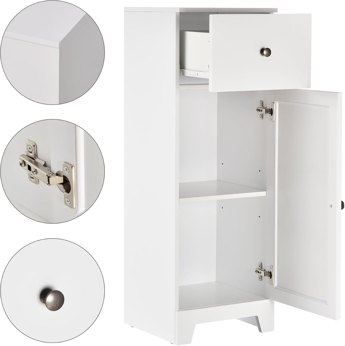 kleankin Short Bathroom Storage Cabinet with Adjustable Shelf, White