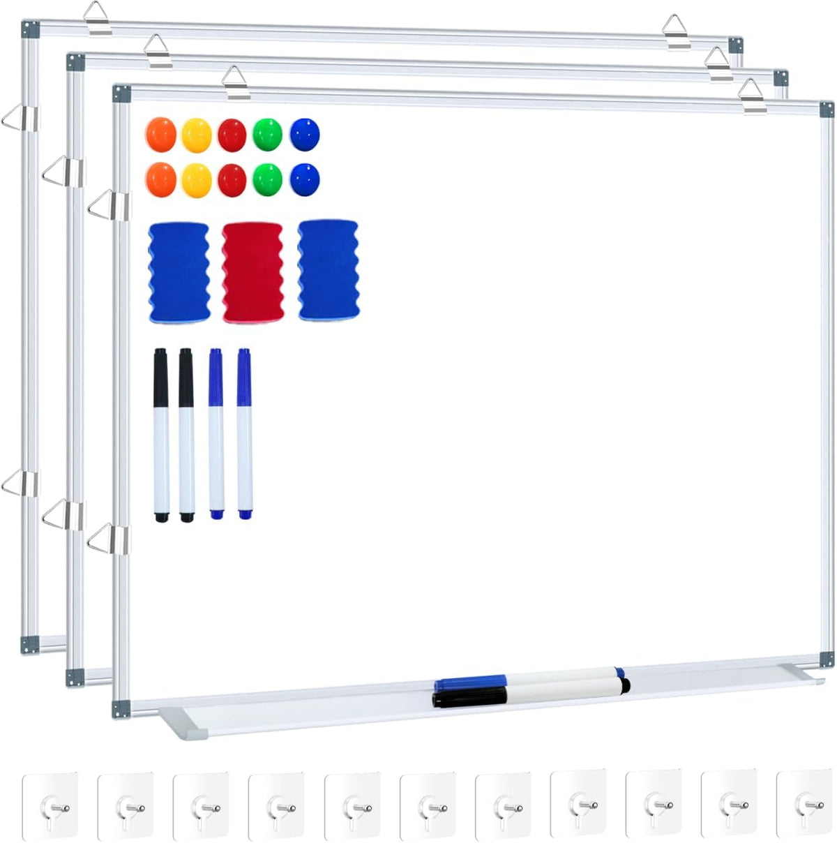 H-Qprobd White Board Dry Erase Whiteboard for Wall 24x18 (3pcs) Magnetic Boar...