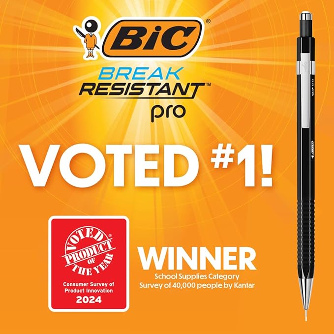BIC Break Resistant Pro with Shock-Absorption and Twist-Up Eraser, Mechanical - Image 6