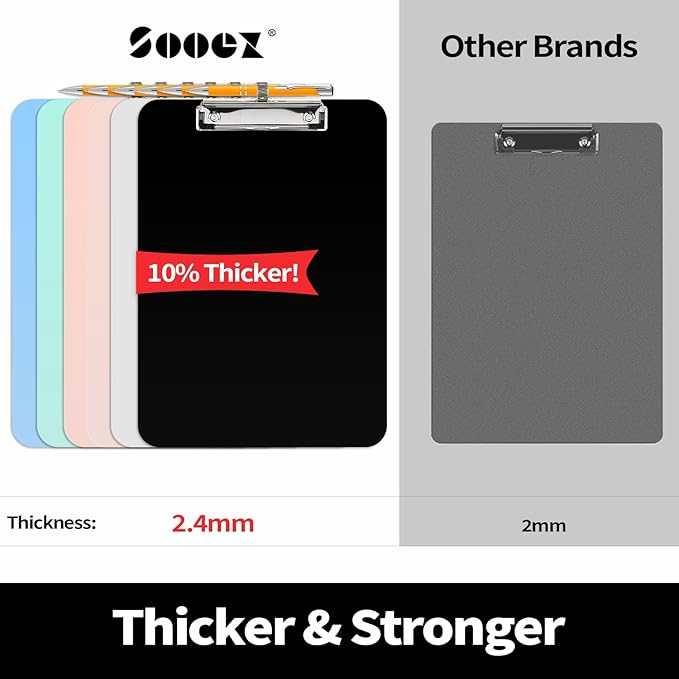 Sooez Plastic Clipboard with Pen Holder, Clip Boards 8.5x11 with Low Profile - Image 2