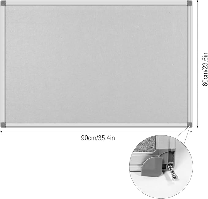 36x24-Inch Gray Felt Bulletin Board - Image 4