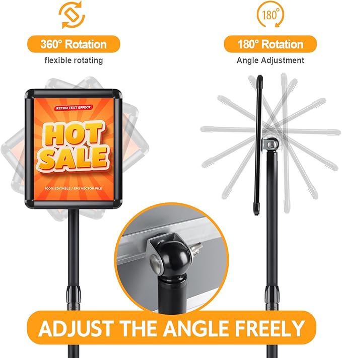 RedChili 2 Pack Sign Holder Stand 8.5x11 Inch, Adjustable Floor Standing Sign - Image 2