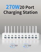 270W Charging Station for Multiple Devices, 20-Port USB Fast Charging Station - Image 2