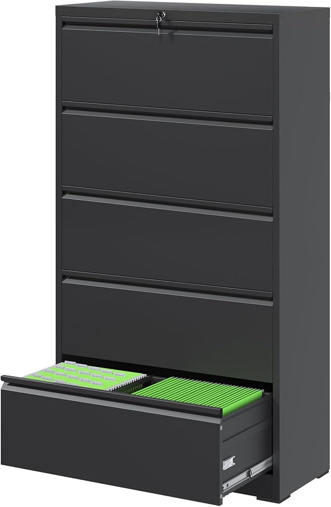 FLIXELIO 5 Drawer File Cabinets, Metal Office Storage Filing Cabinet by FLIXELIO