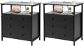 Edbuosy 3 Wooden Drawers Nightstand, 27 Inch Wide Night Stand Set 2 by Edbuosy