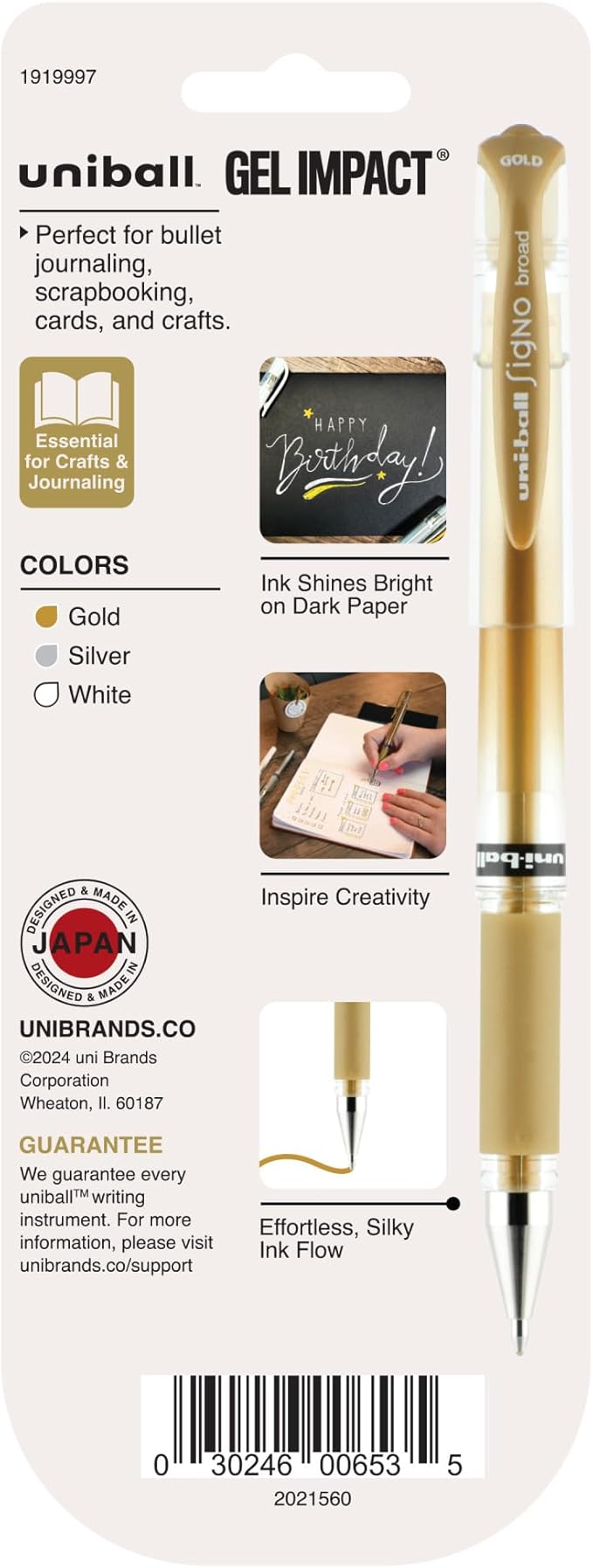 uniball Signo Gel Impact Pens, Bold Point, 3 Pack - Image 2