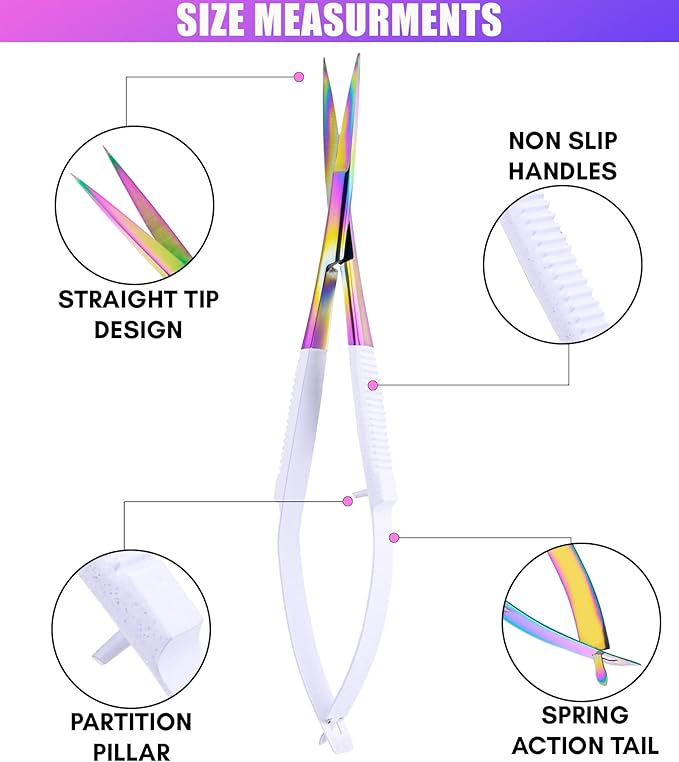 Cross Edge Spring Scissors 5 Inch straight Stainless-Steel Precision Eyebrow & - Image 6