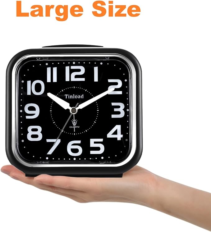 Tinload 5.5" Large Analog Alarm Clock Silent Non Ticking, Gentle Wake, Beep - Image 2