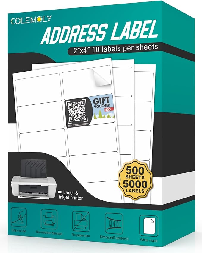 2”x4” Address Labels Shipping Mailing Labels by Colemoly